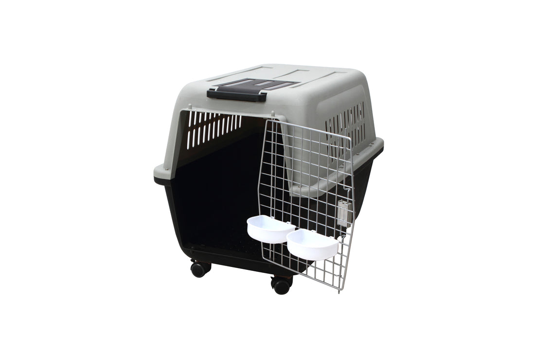 YES4PETS XL Portable Plastic Pet Carrier 99cm Black with Wheels and Handle