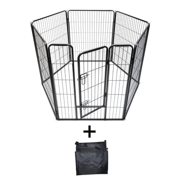 YES4PETS Heavy Duty Exercise Playpen 6 Panel 100cm Silver Black Steel