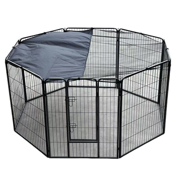YES4PETS Heavy Duty Pet Exercise Playpen With Cover 8 Panel 100cm Silver Black
