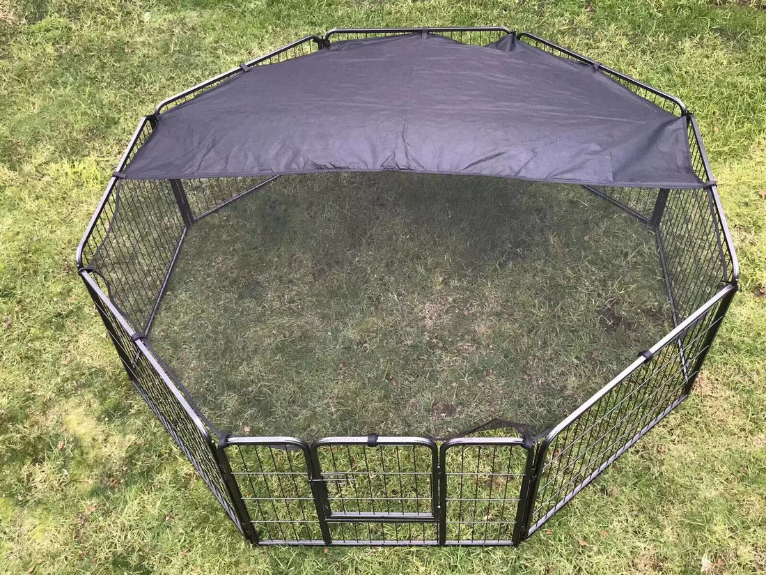 YES4PETS Heavy Duty Exercise Playpen 8 Panel 60cm Silver Black Steel