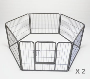 YES4PETS Heavy Duty Dog Playpen 12-Panel Exercise Pen Silver Black