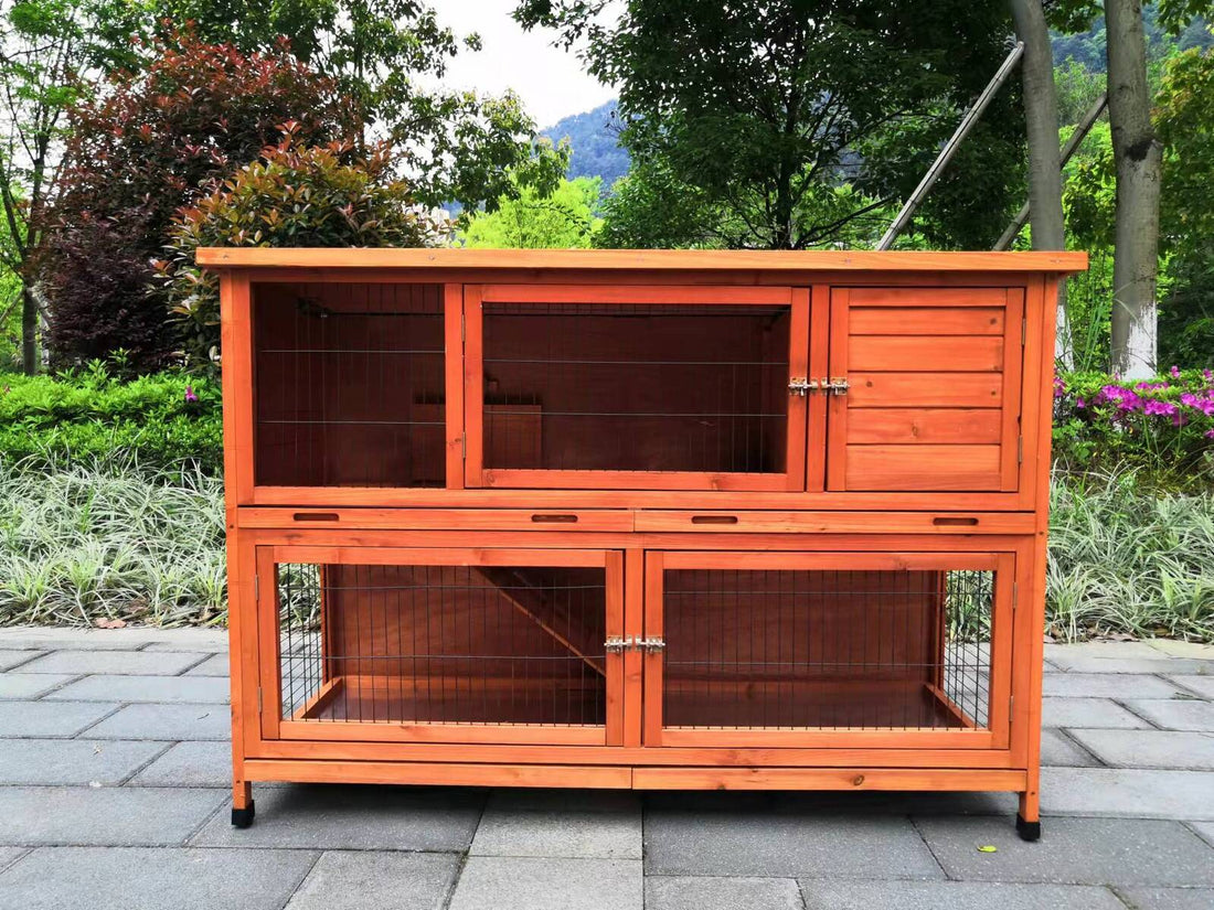YES4PETS Double Storey Rabbit Hutch with Asphalt Roof 150cm Guinea Pig Ferret