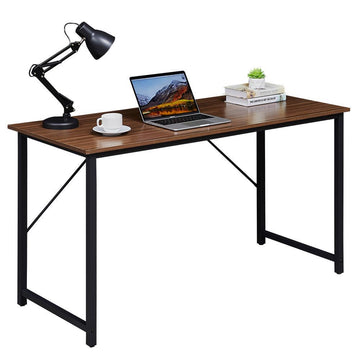 YES4HOMES Computer Desk Home Office Metal Frame 120cm Brown MDF