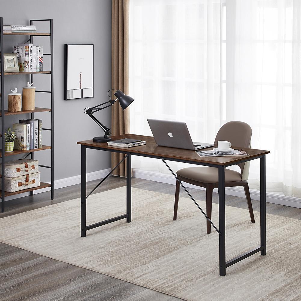 YES4HOMES Computer Desk Home Office Metal Frame 120cm Brown MDF