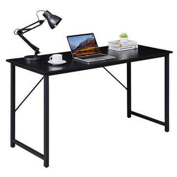 YES4HOMES Gaming Desk with K-Shaped Metal Frame Black 140cm