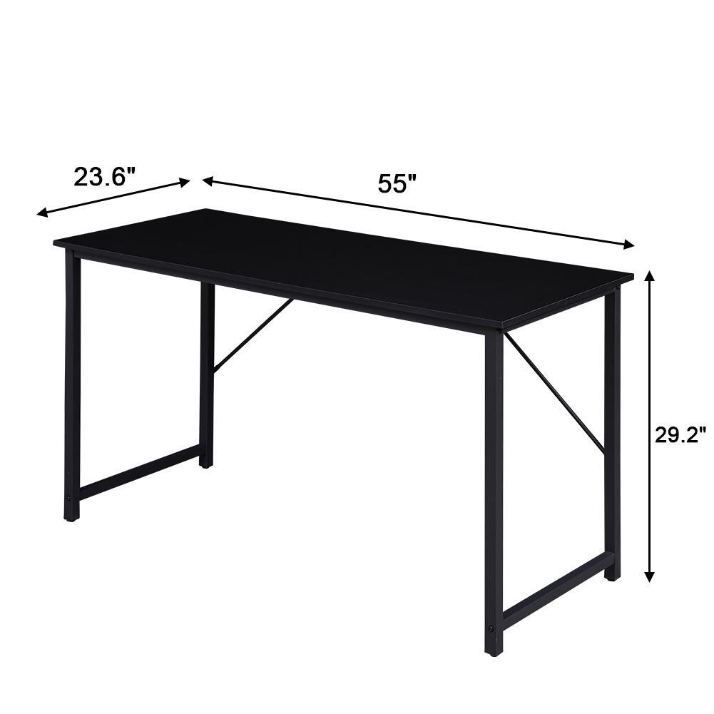 YES4HOMES Gaming Desk with K-Shaped Metal Frame Black 140cm