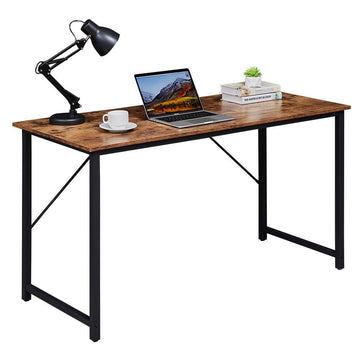 YES4HOMES Computer Desk with Metal Legs Light Brown 140cm