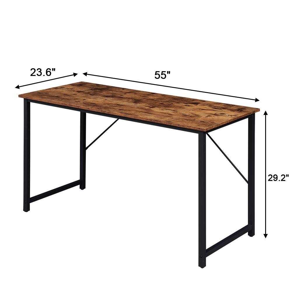 YES4HOMES Computer Desk with Metal Legs Light Brown 140cm