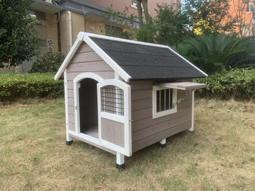 YES4PETS Timber Dog Kennel House with Asphalt Roof Grey