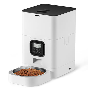 YES4PETS Automatic Digital Pet Feeder 6L White Stainless Steel Tray