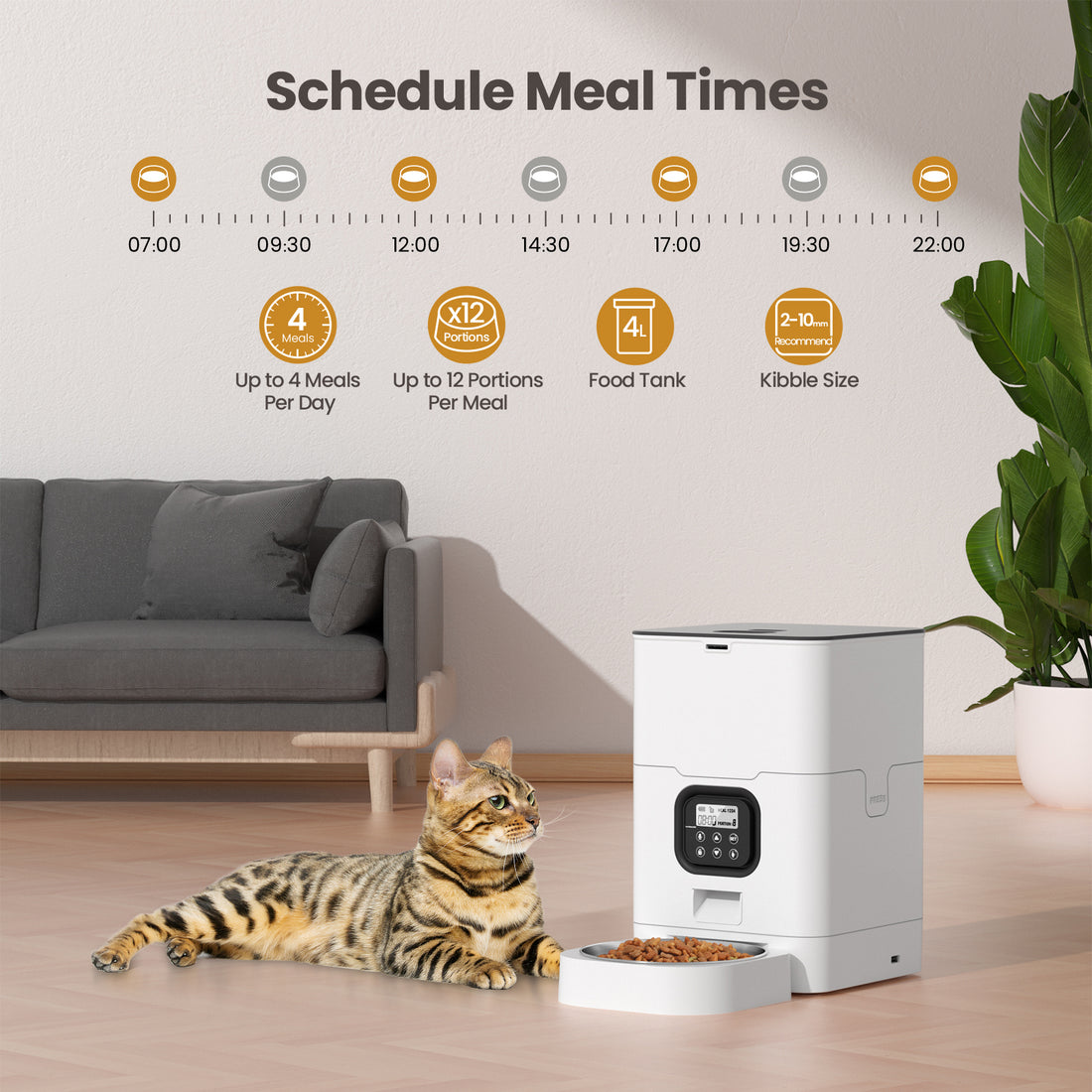 YES4PETS Automatic Digital Pet Feeder 6L White Stainless Steel Tray