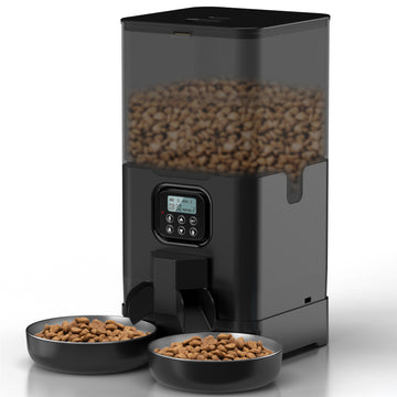 YES4PETS Automatic Digital Pet Feeder Double Bowl 6L Stainless Steel
