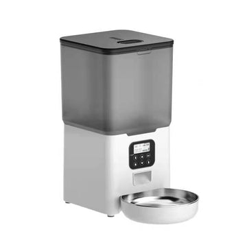 Yes4pets Automatic Pet Feeder 5.6L Transparent Reservoir Voice Recording White