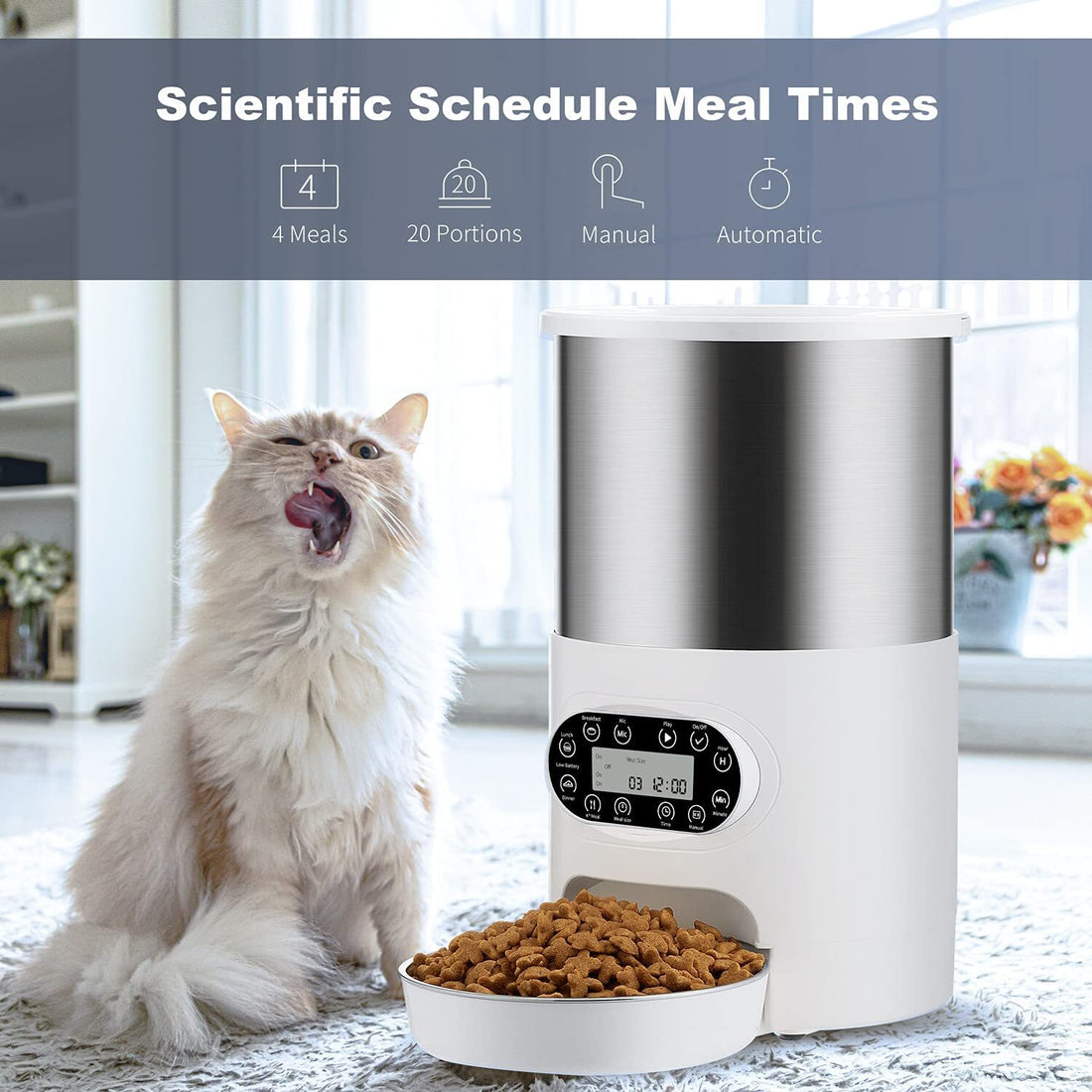 YES4PETS Automatic Pet Feeder Stainless Steel 4.5L