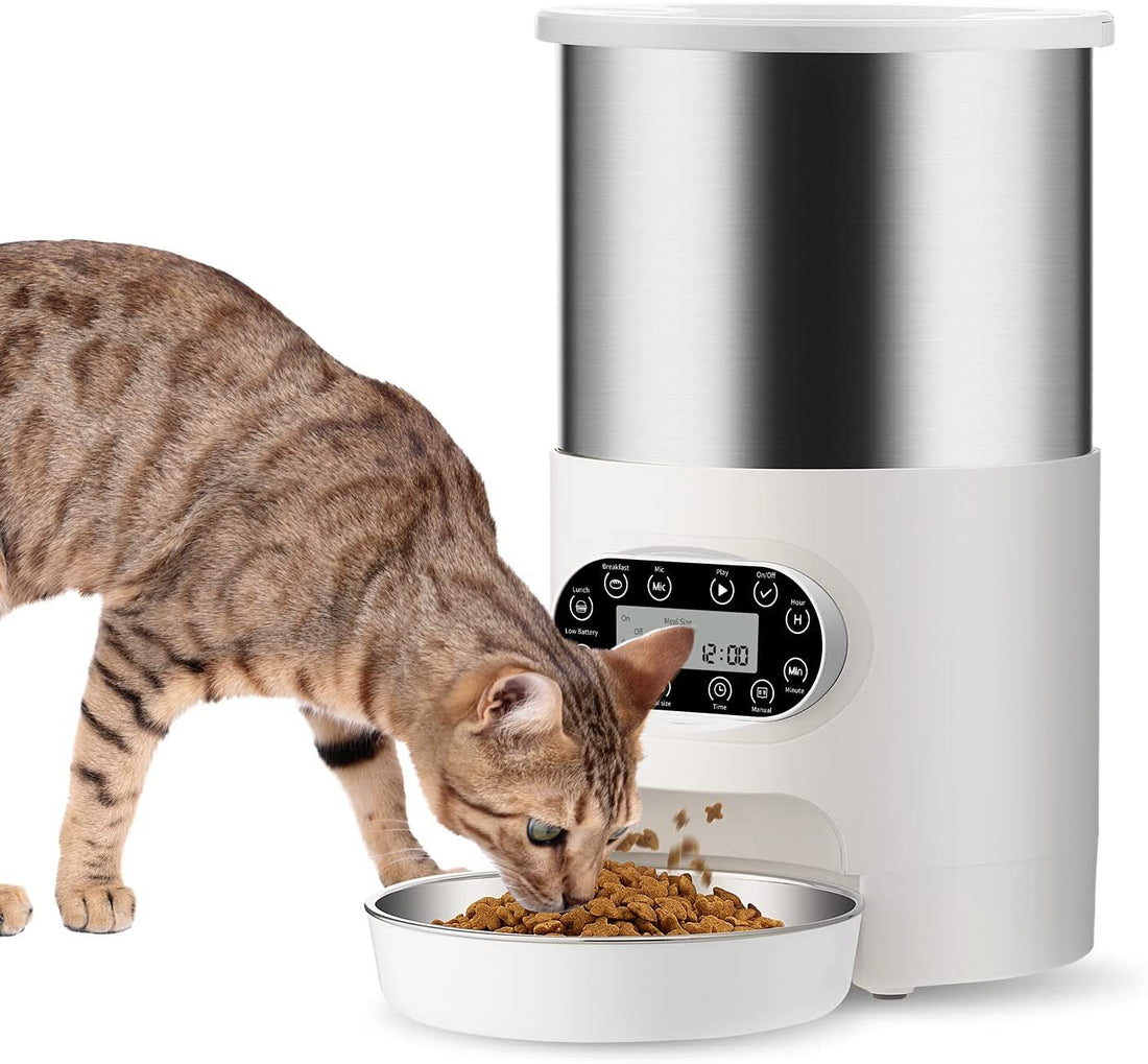 YES4PETS Automatic Pet Feeder 3L Stainless Steel Voice Recording