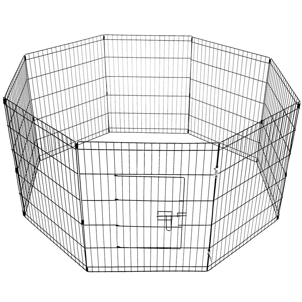 YES4PETS Dog Playpen Exercise Pen 8 Panel with Cover 76cm High Black