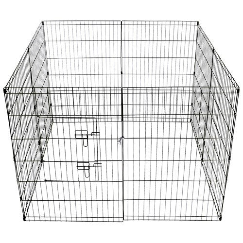 YES4PETS Dog Playpen 8-Panel Exercise Pen with Sunshade Cover Black