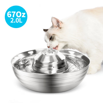 YES4PETS Automatic Pet Water Fountain Stainless Steel Bowl 2L