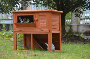 YES4PETS Double Storey Rabbit Hutch with Pull-Out Tray 91cm