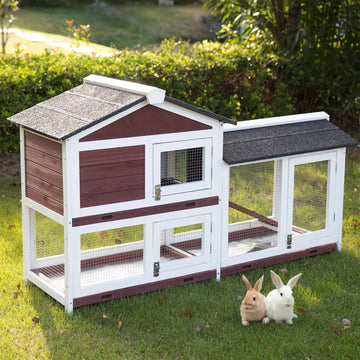 YES4PETS Double Storey Rabbit Hutch with Pull Out Tray 160cm Wood