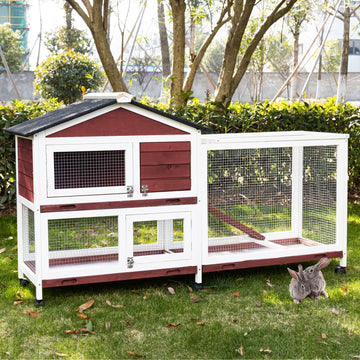 YES4PETS Double Storey Large Rabbit Hutch with Pull-Out Trays 160cm