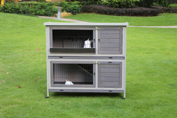 YES4PETS XL Double Storey Rabbit Hutch with Wheels 110cm