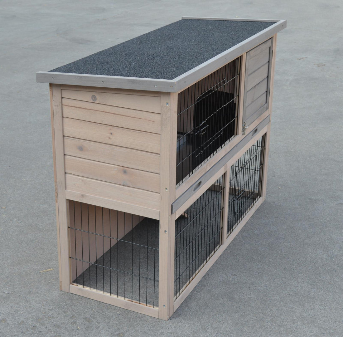 YES4PETS Double Storey Small Animal Hutch with Pull Out Tray 108cm