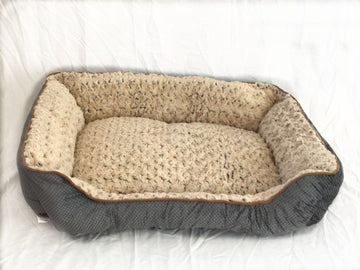 Large Washable Soft Fleece Pet Dog Cat Bed Cushion Mat Grey 80x60x22cm