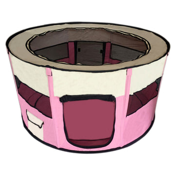 YES4PETS Portable Soft Dog Playpen with Floor Mat Pink