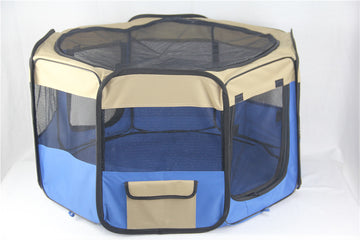 YES4PETS Portable Dog Playpen with 2 Zip Doors Blue