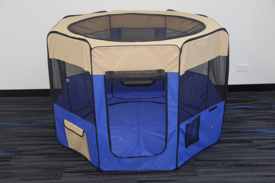 YES4PETS Foldable XL Pet Playpen for Dogs and Cats Blue 98cm