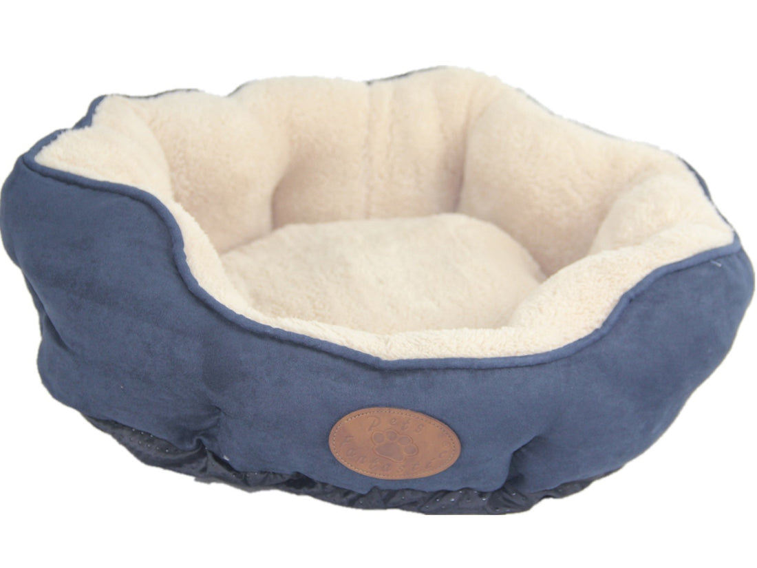 Yes4pets Washable Fleece Pet Dog Cat Bed Medium Blue Grey 60x50x20cm