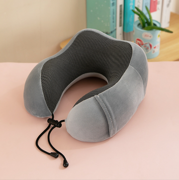 U-Shaped Travel Memory Foam Neck Pillow with Plush Fleece