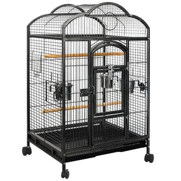 YES4PETS Bird Cage Carrier with Wheels 86cm Silver Black