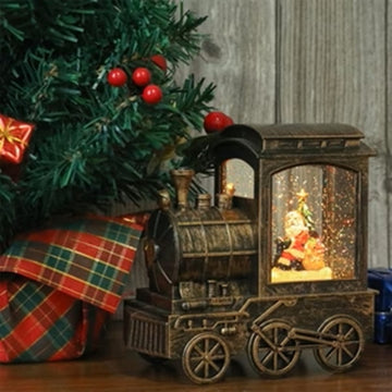 Christmas Music Snow Globe Train Decorative Lantern with LED Lights