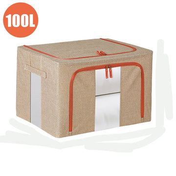 Vortaz Cream Cloth Storage Box for Wardrobe 100L