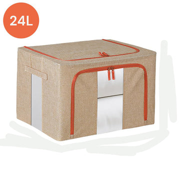 Vortaz Cream Cloth Storage Box for Wardrobe 24L