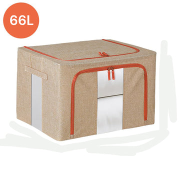 Vortaz Cream Cloth Storage Box for Wardrobe 66L