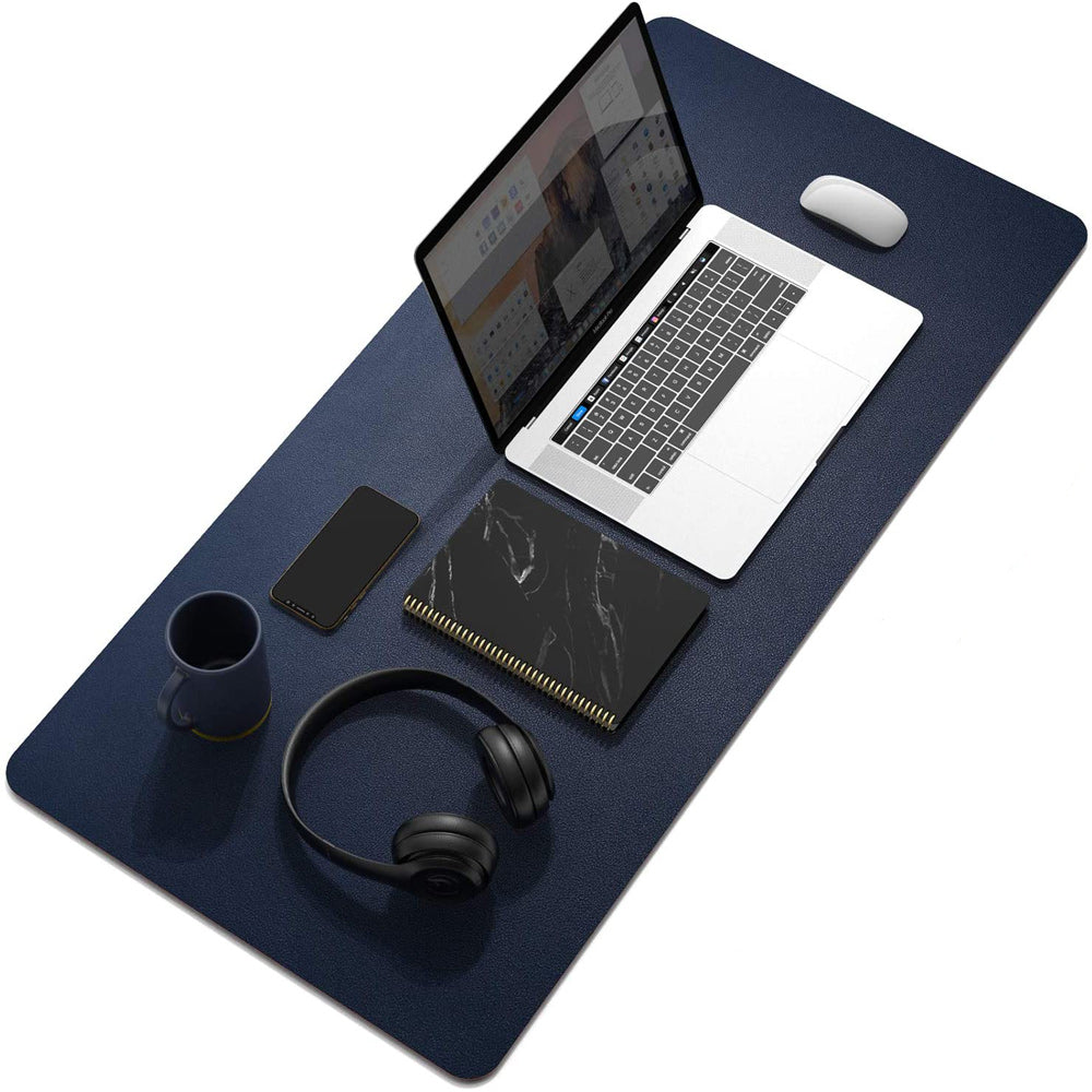 PU Leather Desk Mat Dark Blue 90x45cm Waterproof