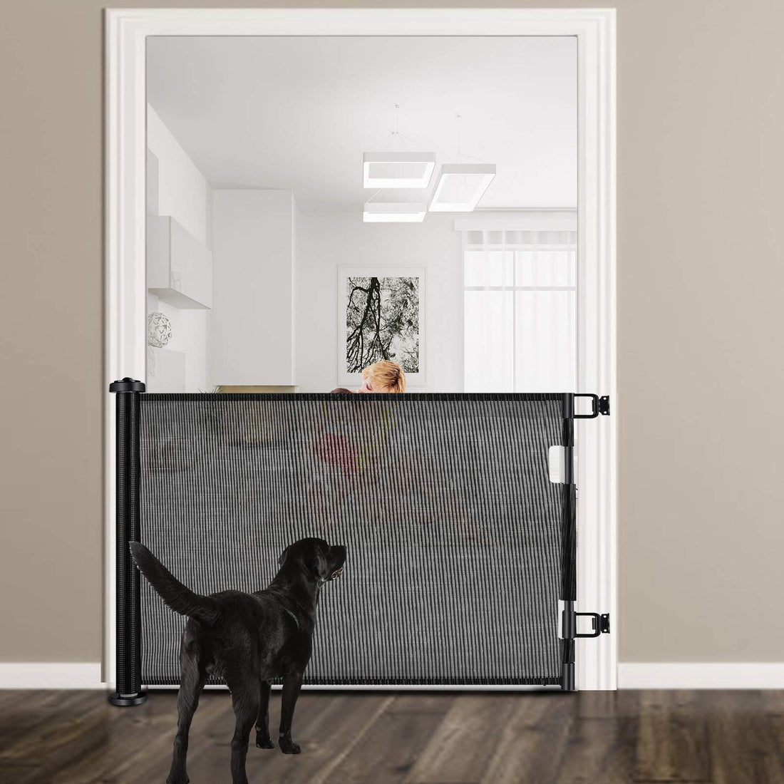 Retractable Baby Gate Safety Gate 1.5M Black