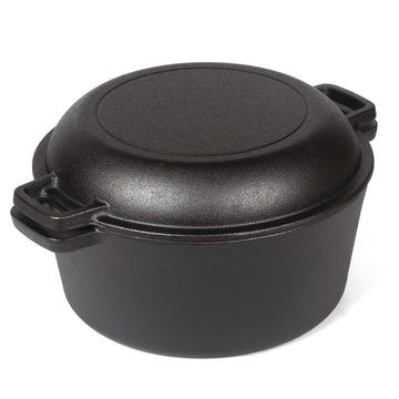 Cast Iron Dutch Oven and Skillet 2-in-1 Set 26cm Pre-Seasoned