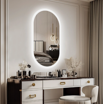 Interior Ave LED Bathroom Mirror 50 x 100cm Oval Frameless Anti-Fog