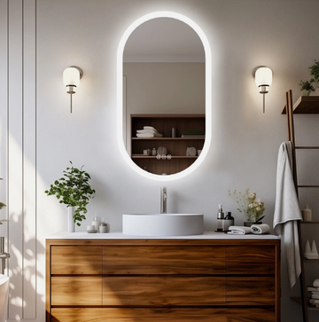 Interior Ave Oval LED Bathroom Mirror Dual Light Anti-Fog 50x80cm