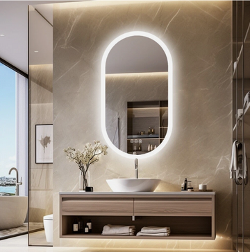 Interior Ave LED Bathroom Mirror 60 x 120cm Oval Frameless Anti-Fog