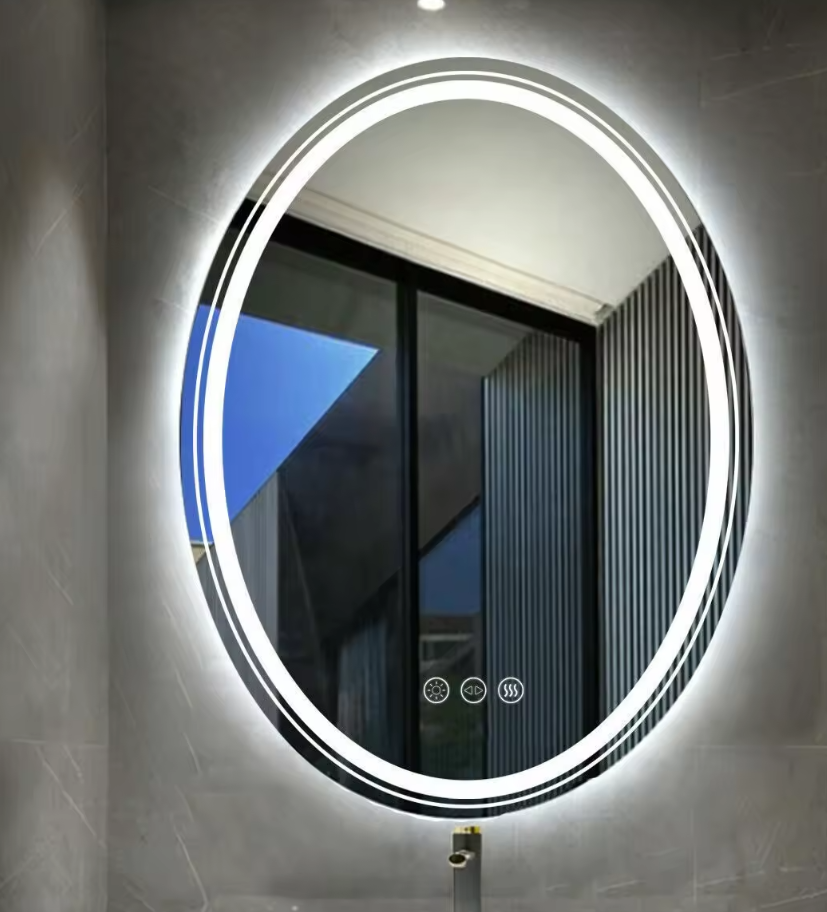 Interior Ave Oval LED Bathroom Mirror Dual Light Anti-Fog 50x70cm