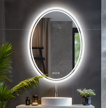 Interior Ave Oval LED Bathroom Mirror Dual Light Anti-Fog 60x80cm