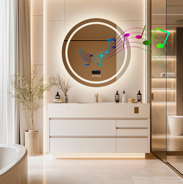 Interior Ave Smart LED Bathroom Mirror 80cm Round Bluetooth Speakers