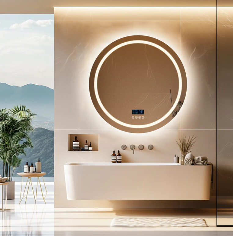 Interior Ave Smart LED Bathroom Mirror 80cm Round Bluetooth Speakers