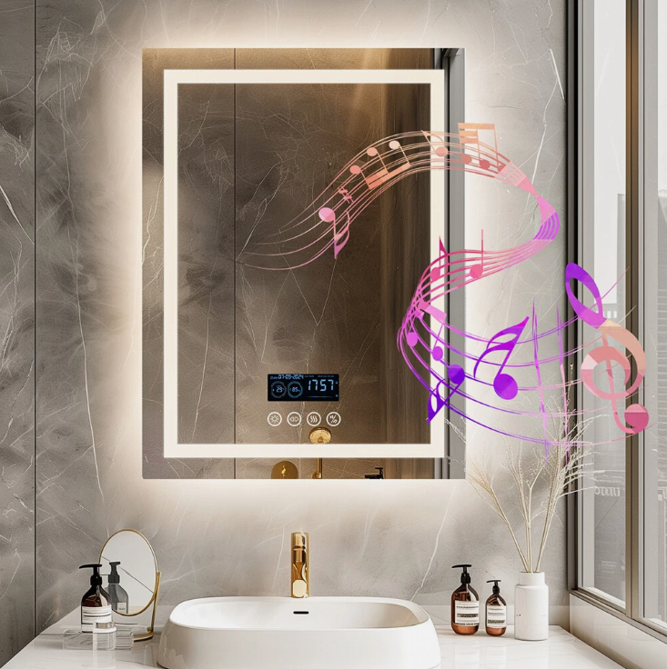 Interior Ave Smart LED Bathroom Mirror 60 x 80cm Rectangle Bluetooth Speakers