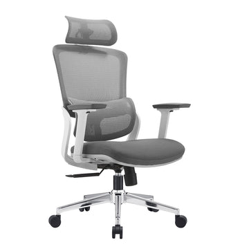 Elena High Back Fabric Ergonomic Office Chair with 3D Headrest Grey